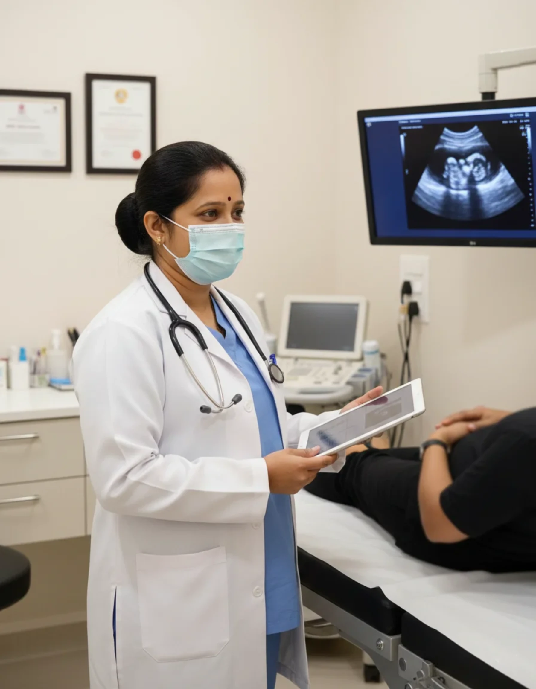 Smiling pregnant woman relaxing at home during maternity period